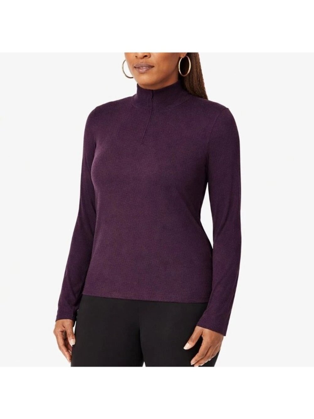 NWT Mondetta Women's XL Long-Sleeve Quarter-Zip Active Top Purple Ribbed